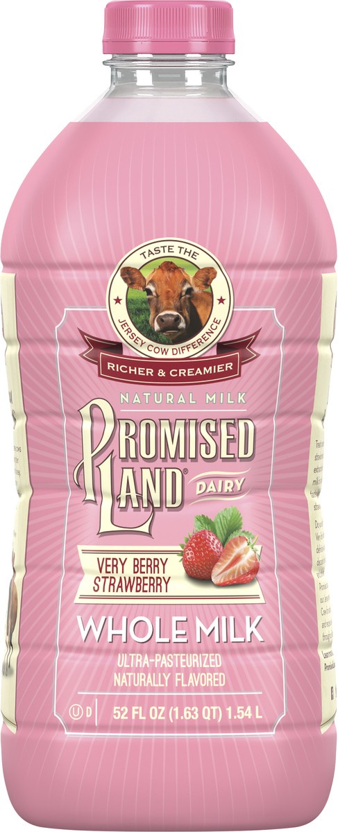 slide 3 of 3, Promised Land Dairy Promised Land Milk, Strawberry, 52oz., 52 fl oz