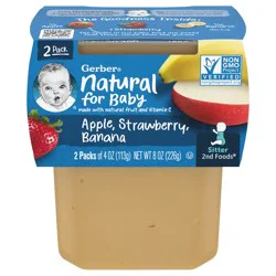 Gerber 2nd Foods Natural for Baby Baby Food, Apple Strawberry Banana, 4 oz Tubs (2 Pack)