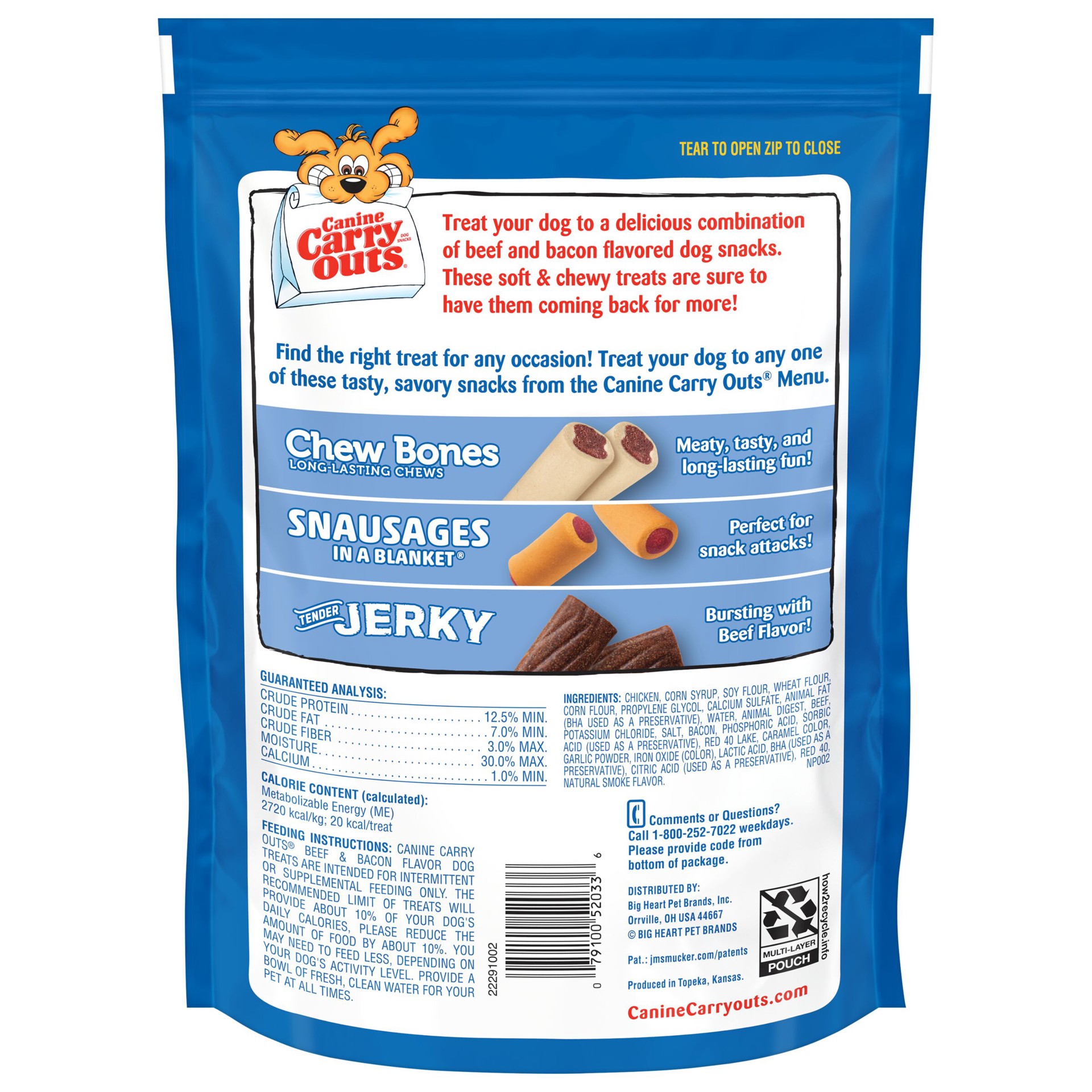 slide 5 of 6, Canine Carry Outs Beef & Bacon Flavor Dog Treats, 22.5oz Bag, 22.5 oz