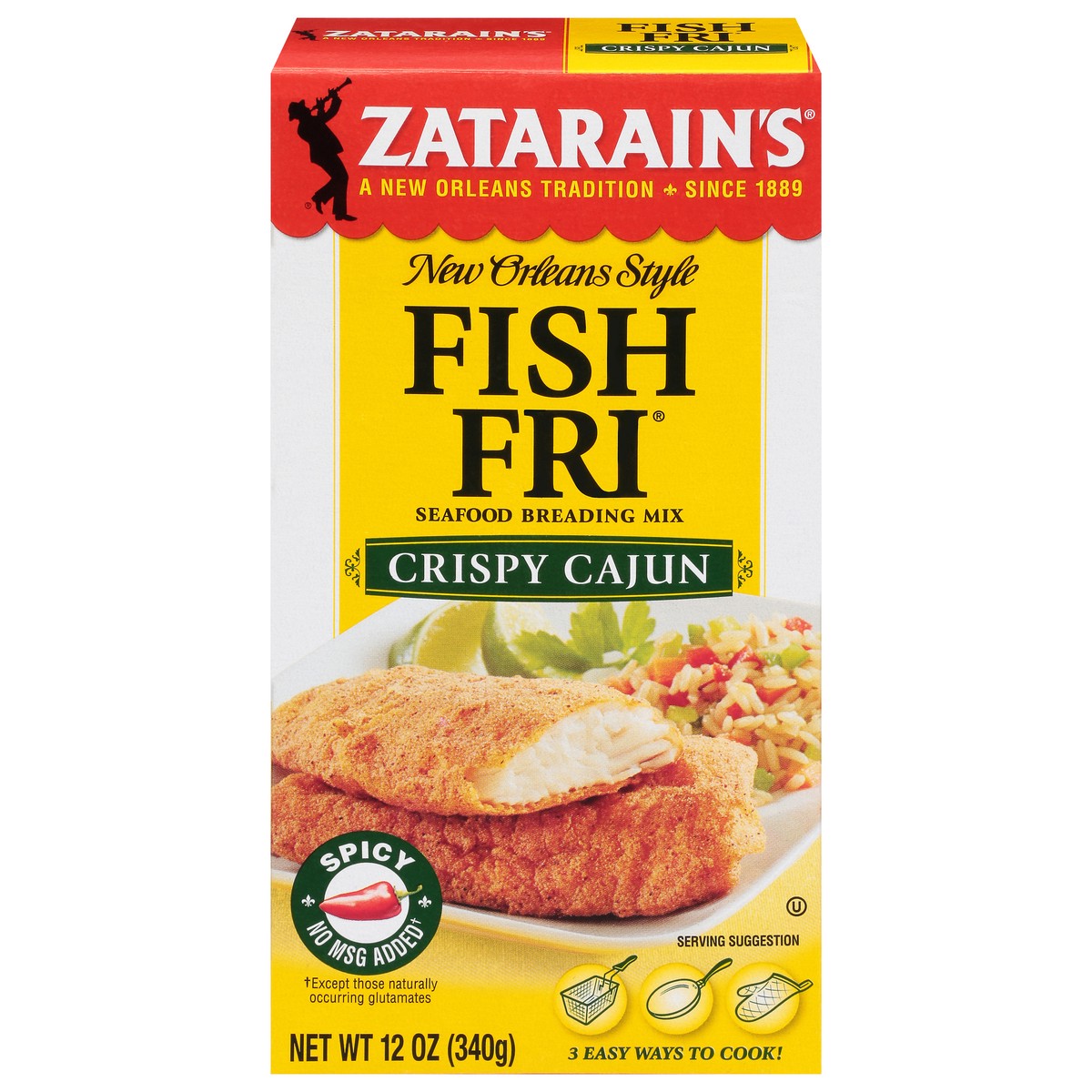 slide 1 of 13, Zatarain's Fish Fri Spicy Crispy Cajun Seafood Breading Mix 12 oz, 12 oz