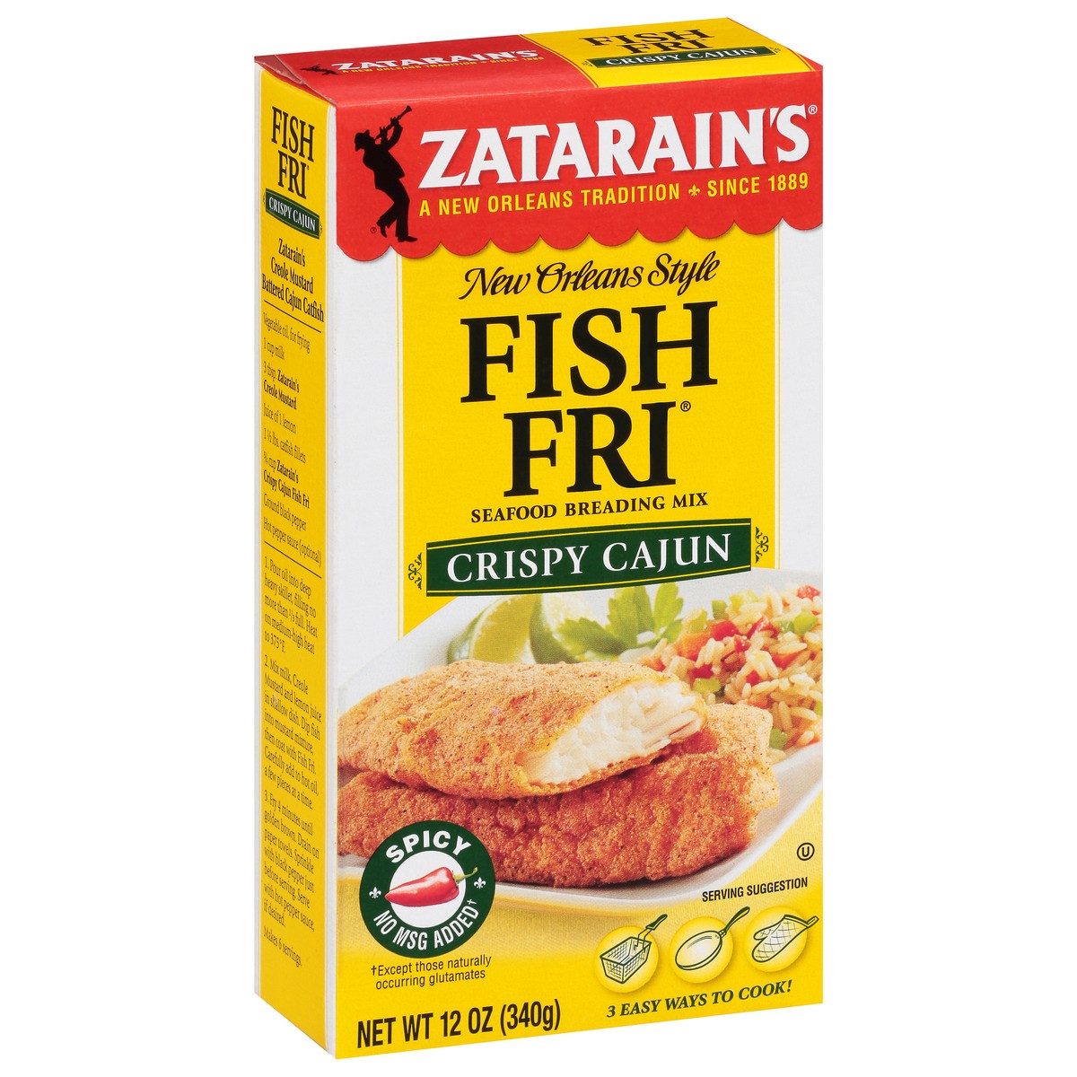 slide 6 of 13, Zatarain's Fish Fri Spicy Crispy Cajun Seafood Breading Mix 12 oz, 12 oz