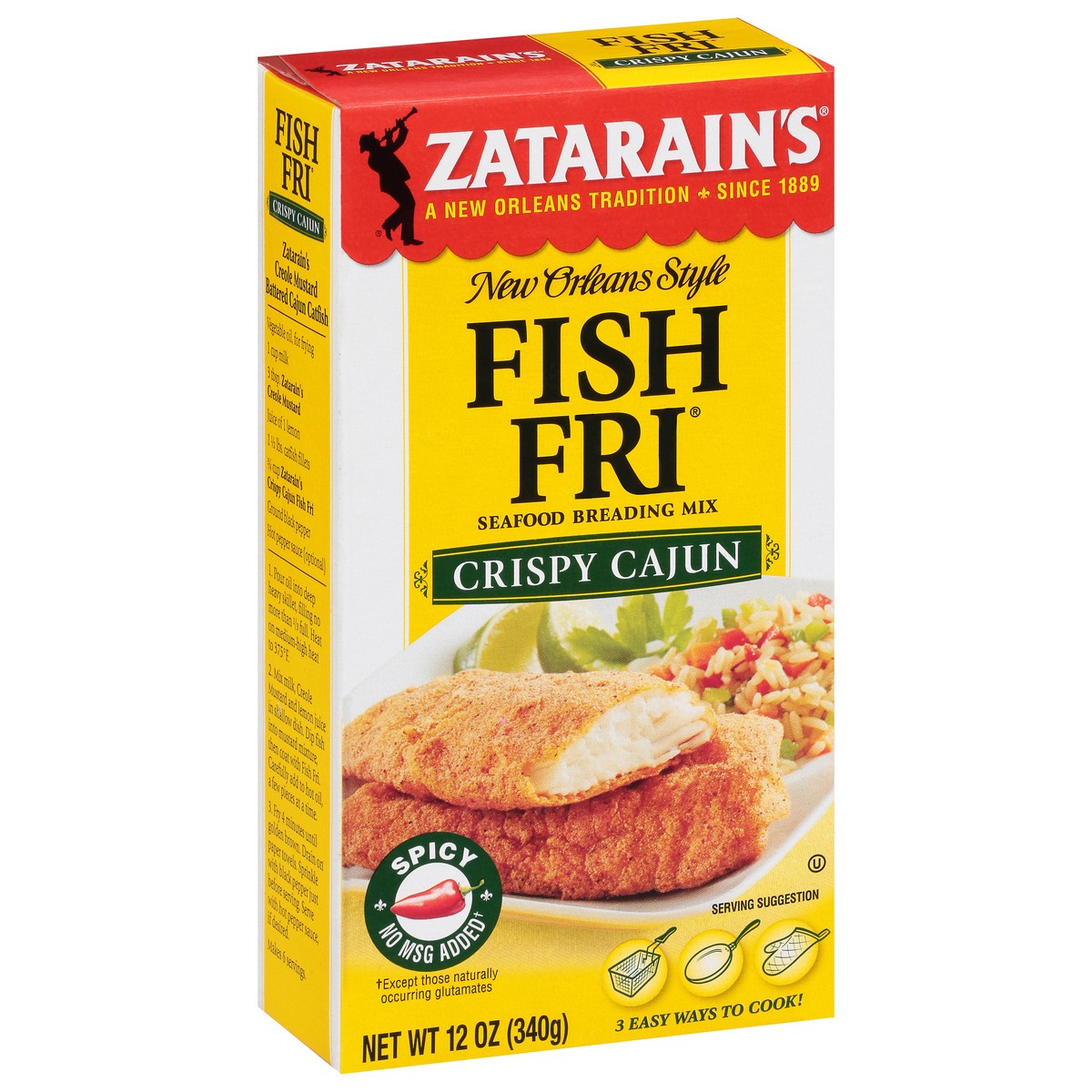 slide 1 of 13, Zatarain's Fish Fri Spicy Crispy Cajun Seafood Breading Mix 12 oz, 12 oz