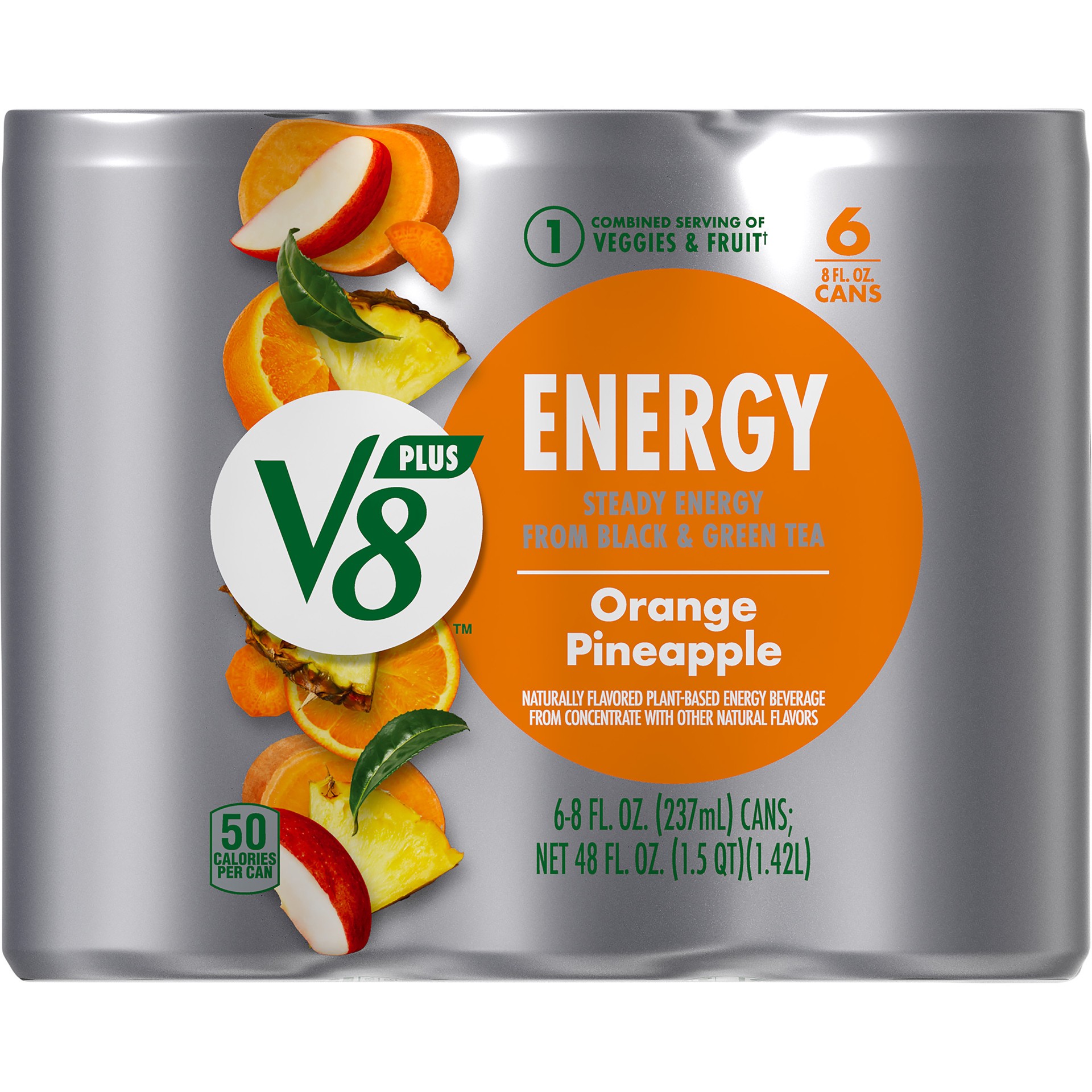 slide 4 of 5, V8 Orange Pineapple Juice Energy Drink, 48 fl oz