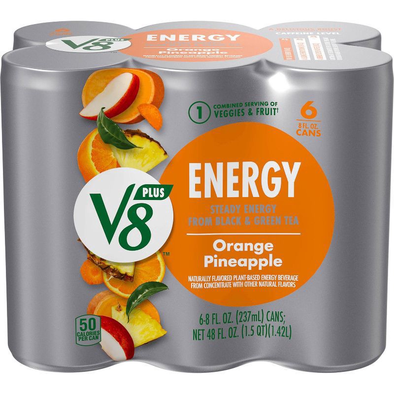 slide 1 of 5, V8 Orange Pineapple Juice Energy Drink, 48 fl oz