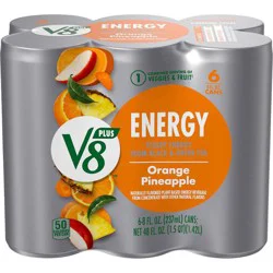 V8 Energy Orange Pineapple Energy Drink, 8 fl oz Can (6 Pack)