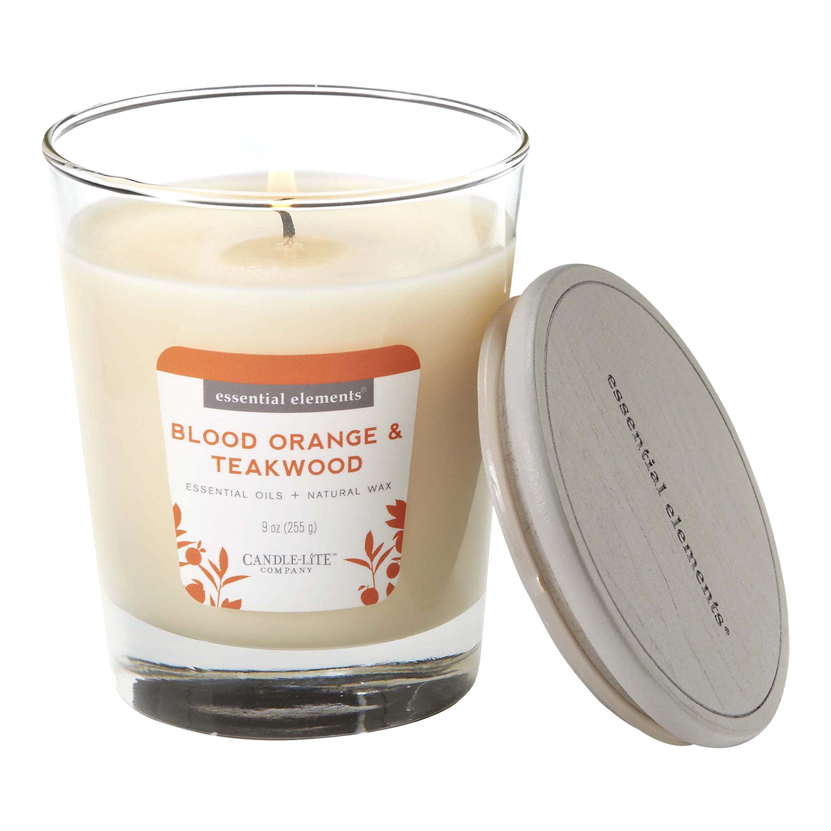 CandleLite Essential Elements Candle Blood Orange & Teakwood 9 oz