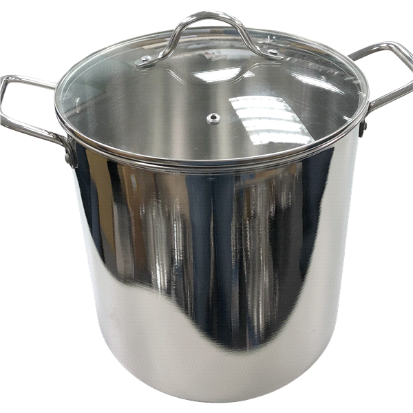 Grand Gourmet Stainless Steel Stock Pot with Glass Lid, 12 Quart