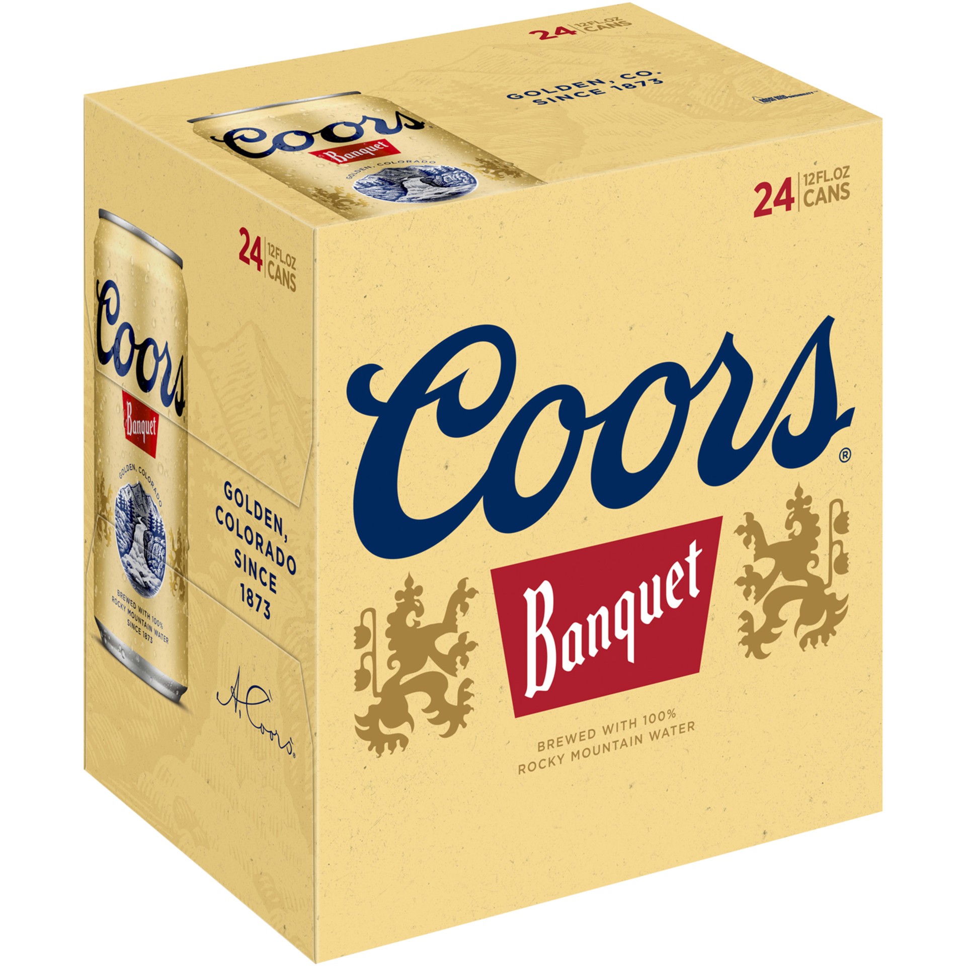 slide 1 of 8, Coors Banquet Lager Beer, 5% ABV, 24-pack, 12-oz beer cans, 12 fl oz