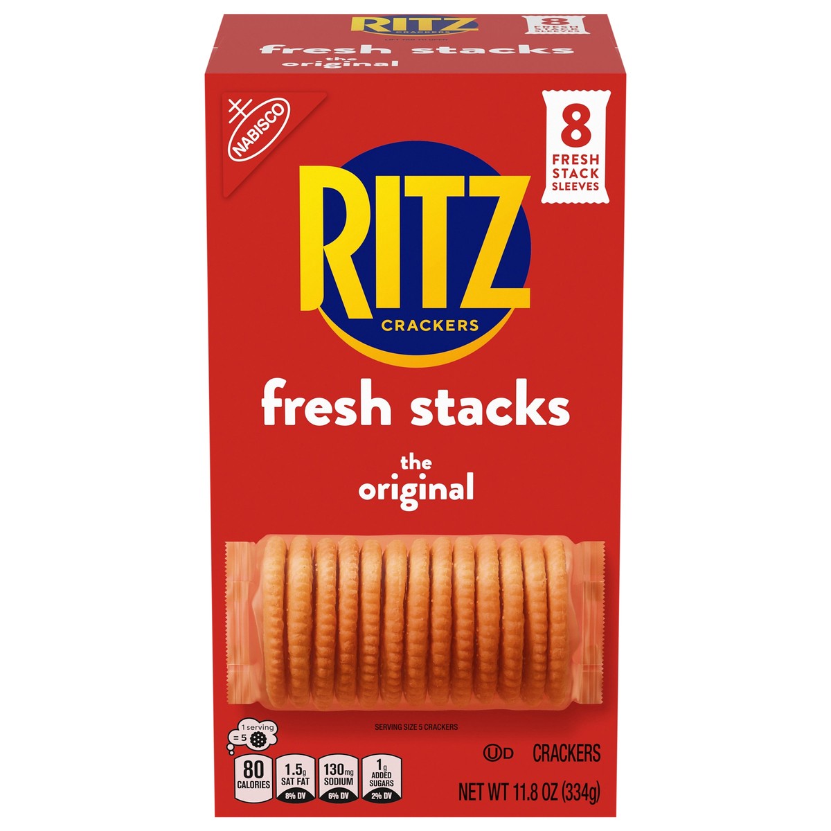 slide 1 of 9, RITZ Fresh Stacks Original Crackers, Travel Snacks, 11.8 oz (8 Multi Snack Packs), 11.8 oz