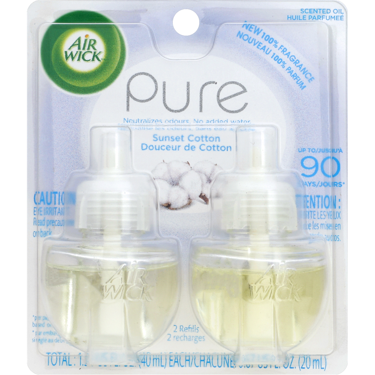 slide 1 of 6, Air Wick Pure Sunset Cotton Scented Oil Plug In Air Freshener Refills, 2 ct; 0.67 oz