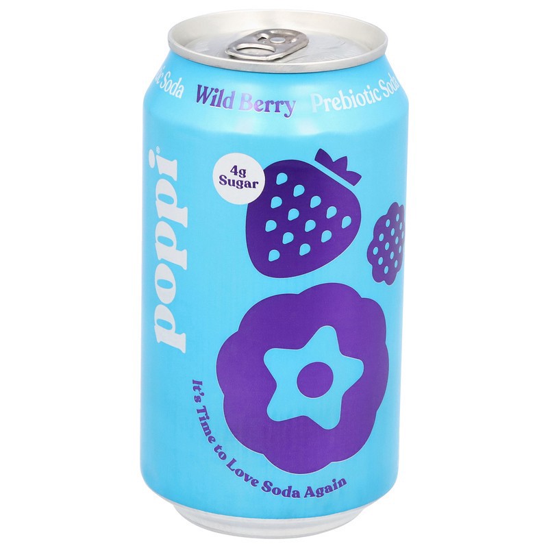 slide 1 of 1, Poppi Soda, Prebiotic, Wild Berry, 12 oz