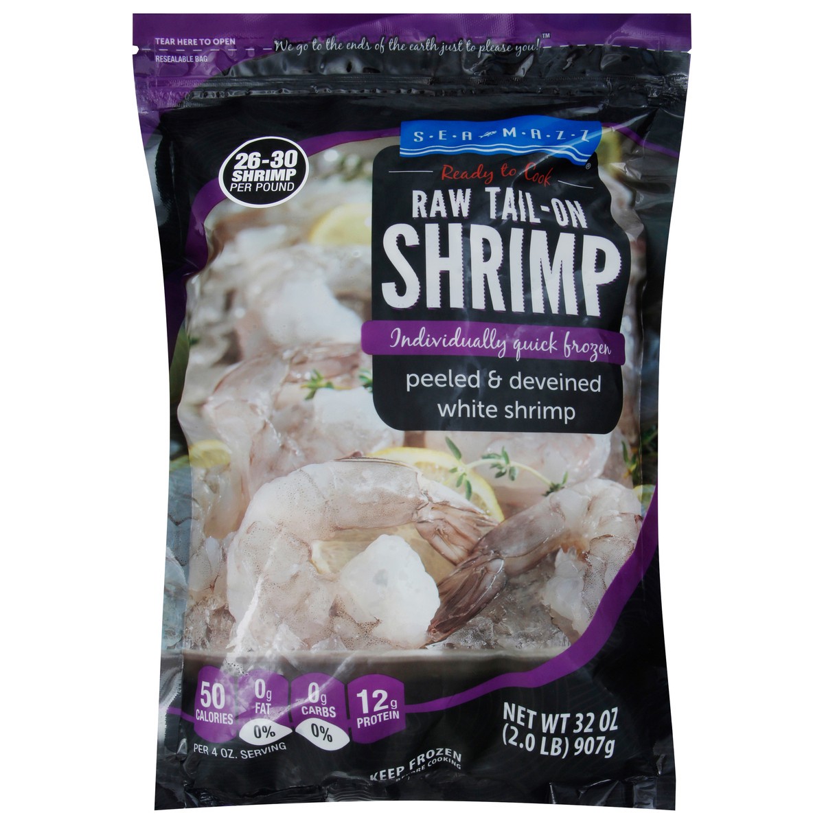slide 1 of 5, Paul Piazza Sea Mazz Tail-On Raw Shrimp 32 oz, 32 oz