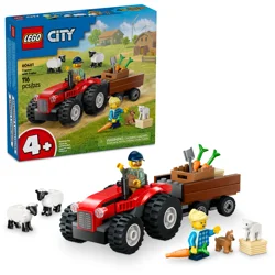 LEGO City Red Farm Tractor with Trailer & Sheep Building Toy 60461