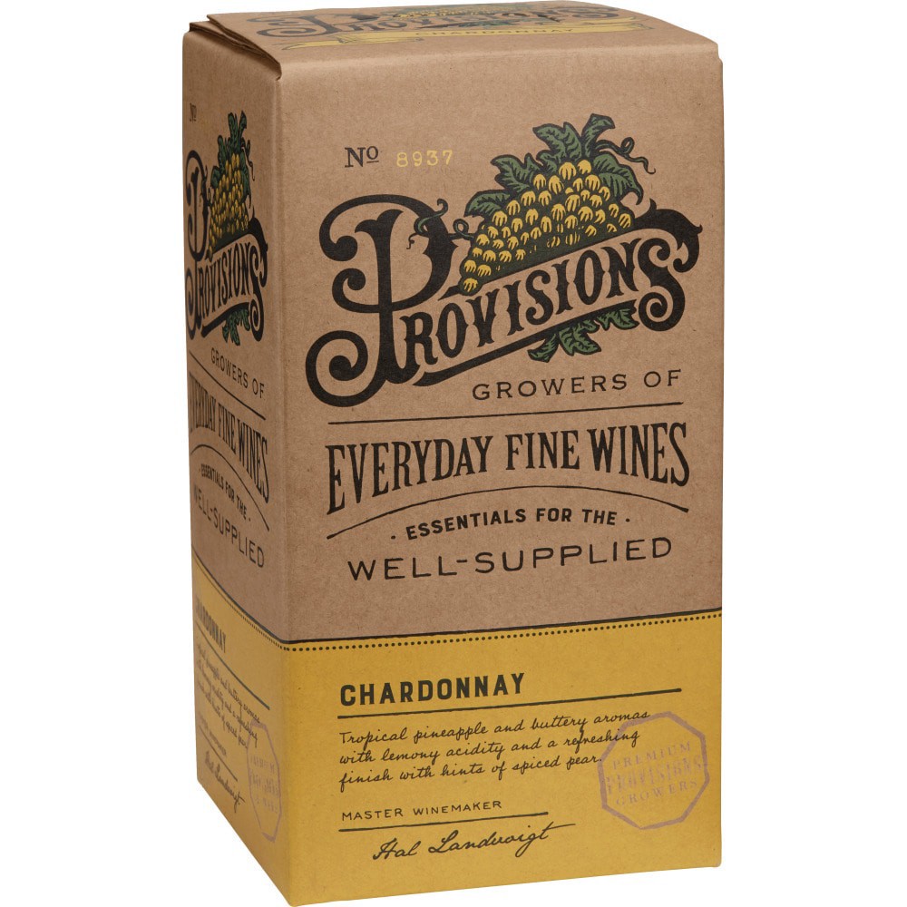 slide 2 of 2, Provisions Chardonnay White Wine Box, 3 liter