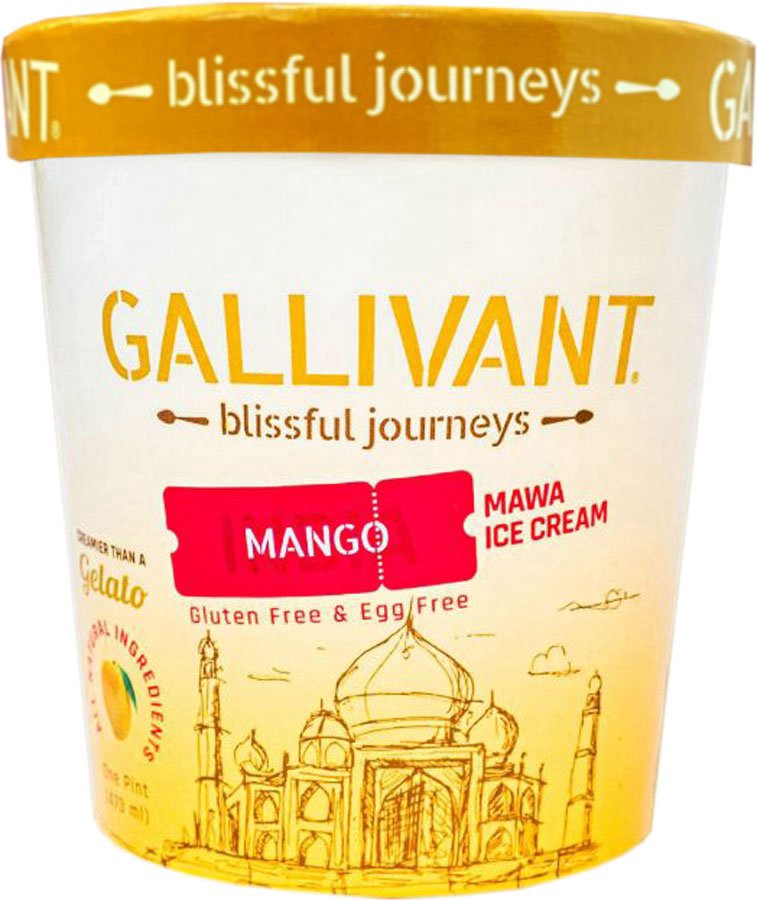 slide 1 of 1, Gallivant Mawa Gluten Free & Egg Free India Mango Ice Cream 1 pt, 16 oz