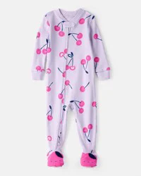 Carter's Carters Baby Girl Cherry 100% Cotton Snug Fit 2-Way Zip Footie 1-Piece Pajamas - Purple Lavender 12M
