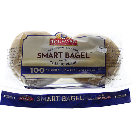 slide 1 of 1, Toufayan Smart Bagel Plain, 9.5 oz