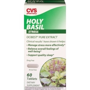 slide 1 of 1, CVS Health Stress Holy Basil OciBest Extract Tablets, 60 ct
