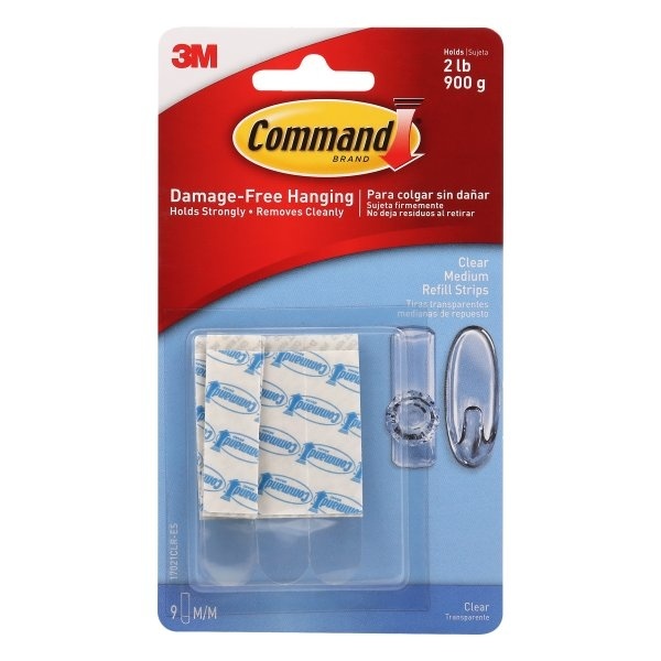 slide 1 of 6, Command Clear Medium Refill Strip, 9 ct