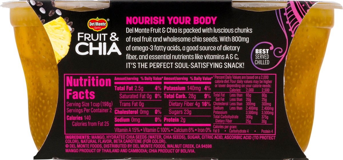 slide 6 of 11, Del Monte Fruit & Chia 2 Pack Mangos in Pineapple Flavored Chia 2 ea, 2 ct