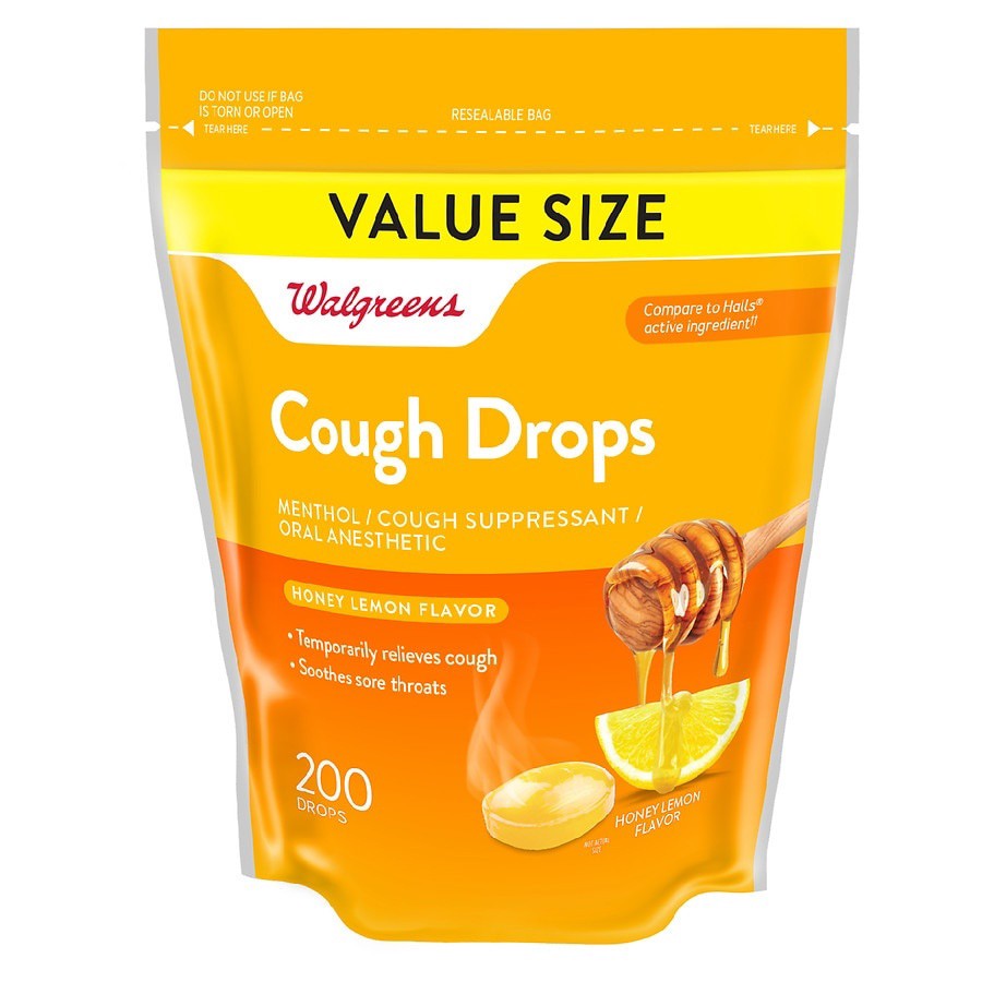 slide 1 of 5, Walgreens Honey Lemon Flavor Cough Drops, 200 ct