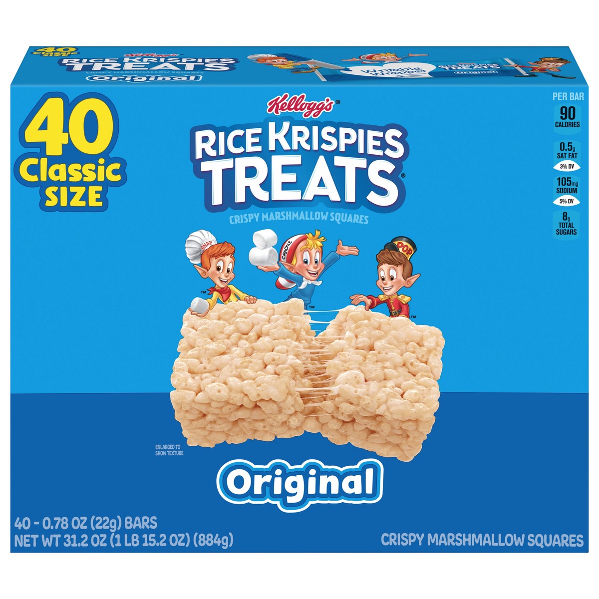 slide 1 of 5, Rice Krispies Treats Crispy Marshmallow Squares Original, 40 ct