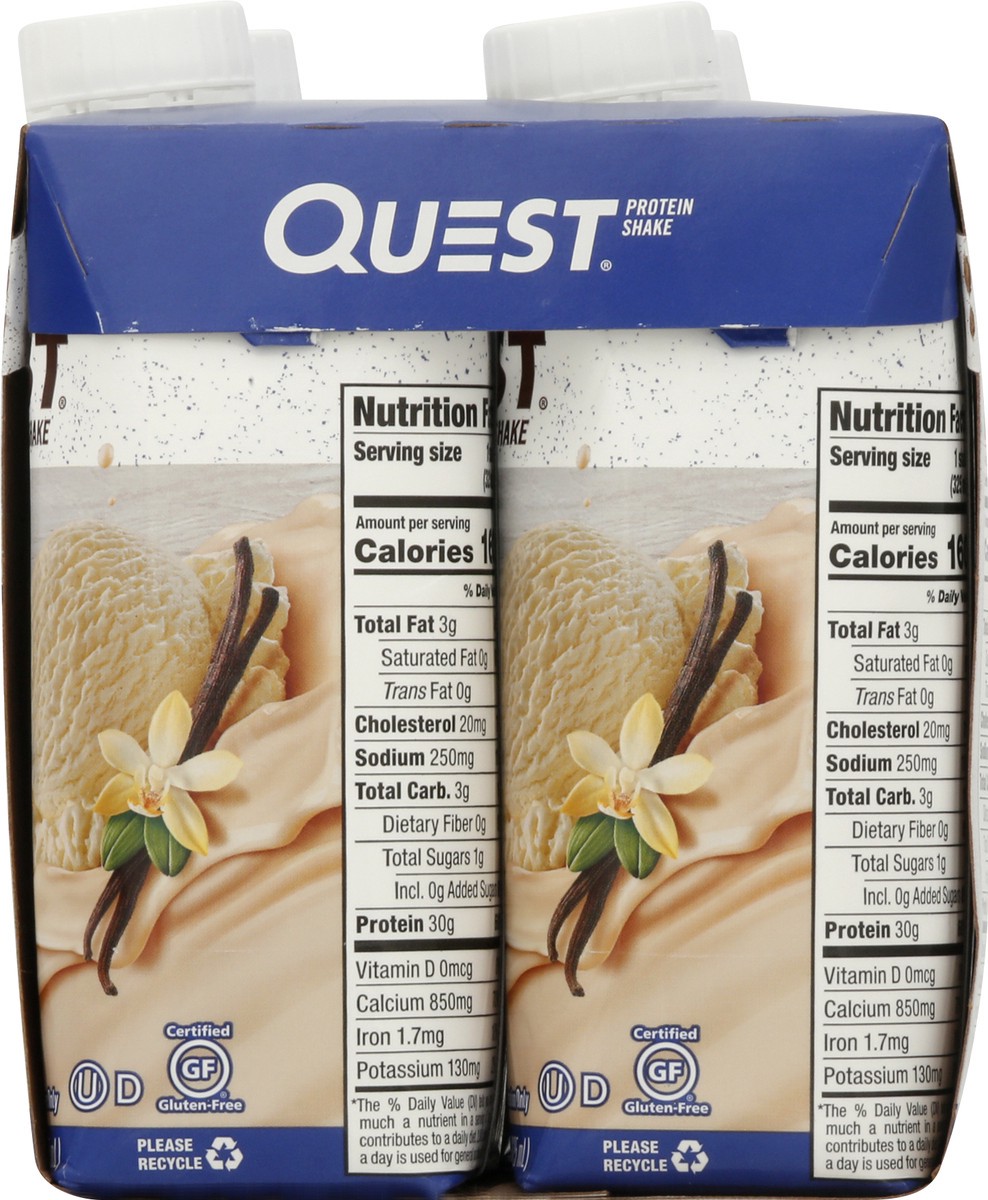 slide 2 of 9, Quest Vanilla Protein Shake 4 - 11 fl oz Shakes, 44 fl oz