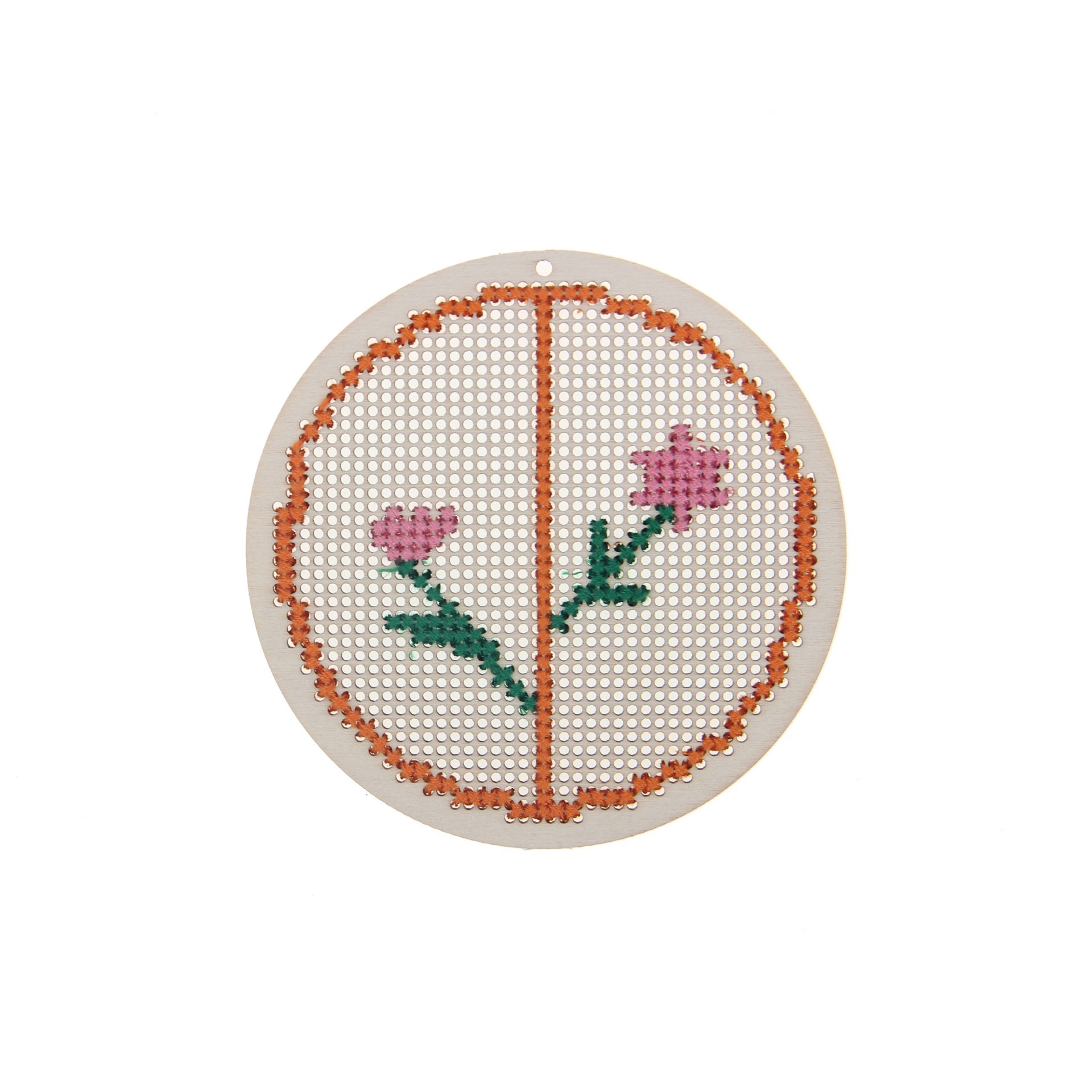slide 2 of 4, 4" Round Cross Stitch Wood Canvas, 4ct. By Loops & Threads, 4 ct
