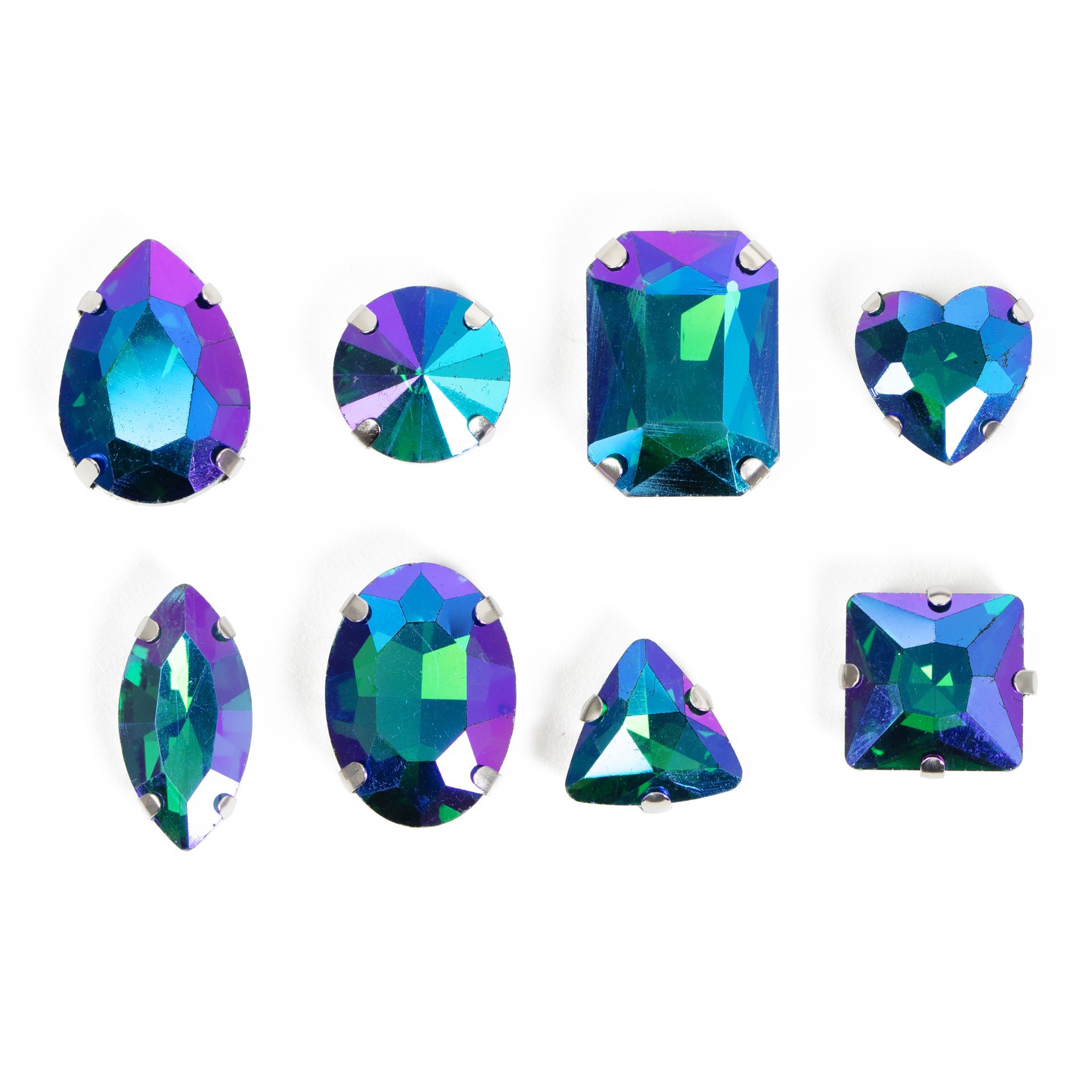 slide 7 of 7, Cousindiy Silver Sapphire Ab Glass Sew-On Rhinestones, 38ct., 38 ct