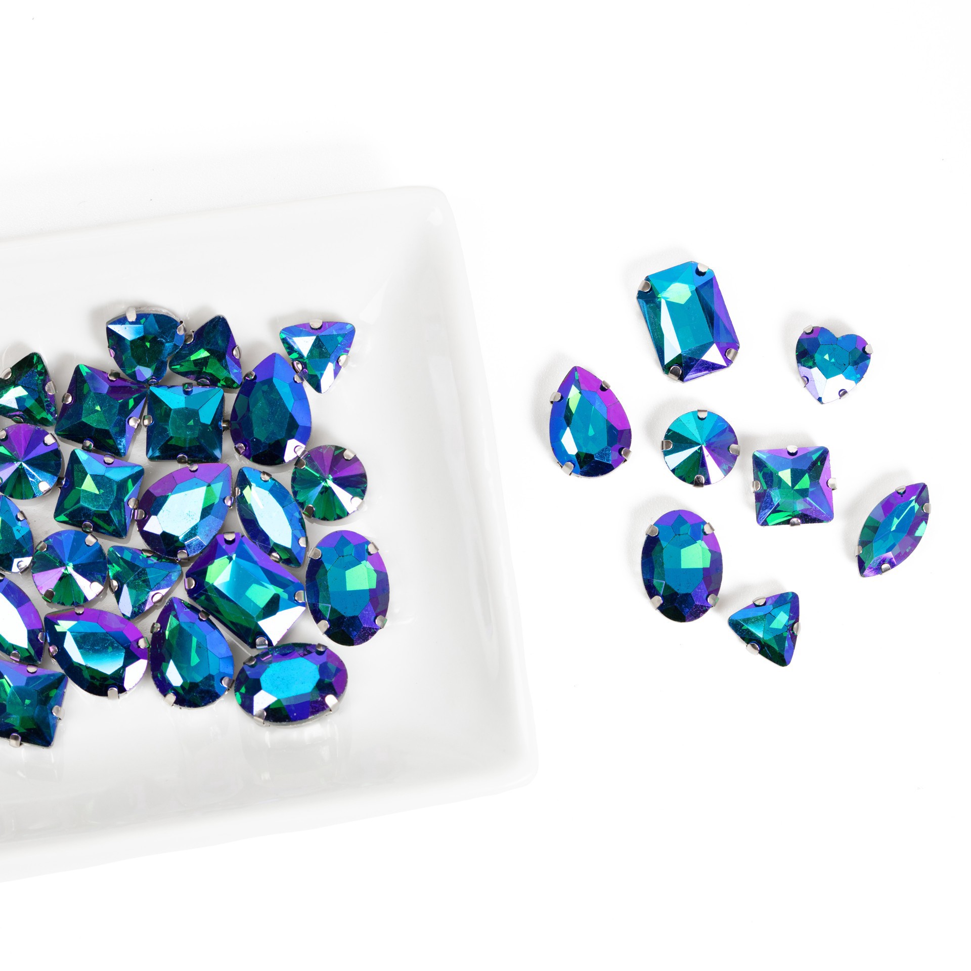 slide 5 of 7, Cousindiy Silver Sapphire Ab Glass Sew-On Rhinestones, 38ct., 38 ct