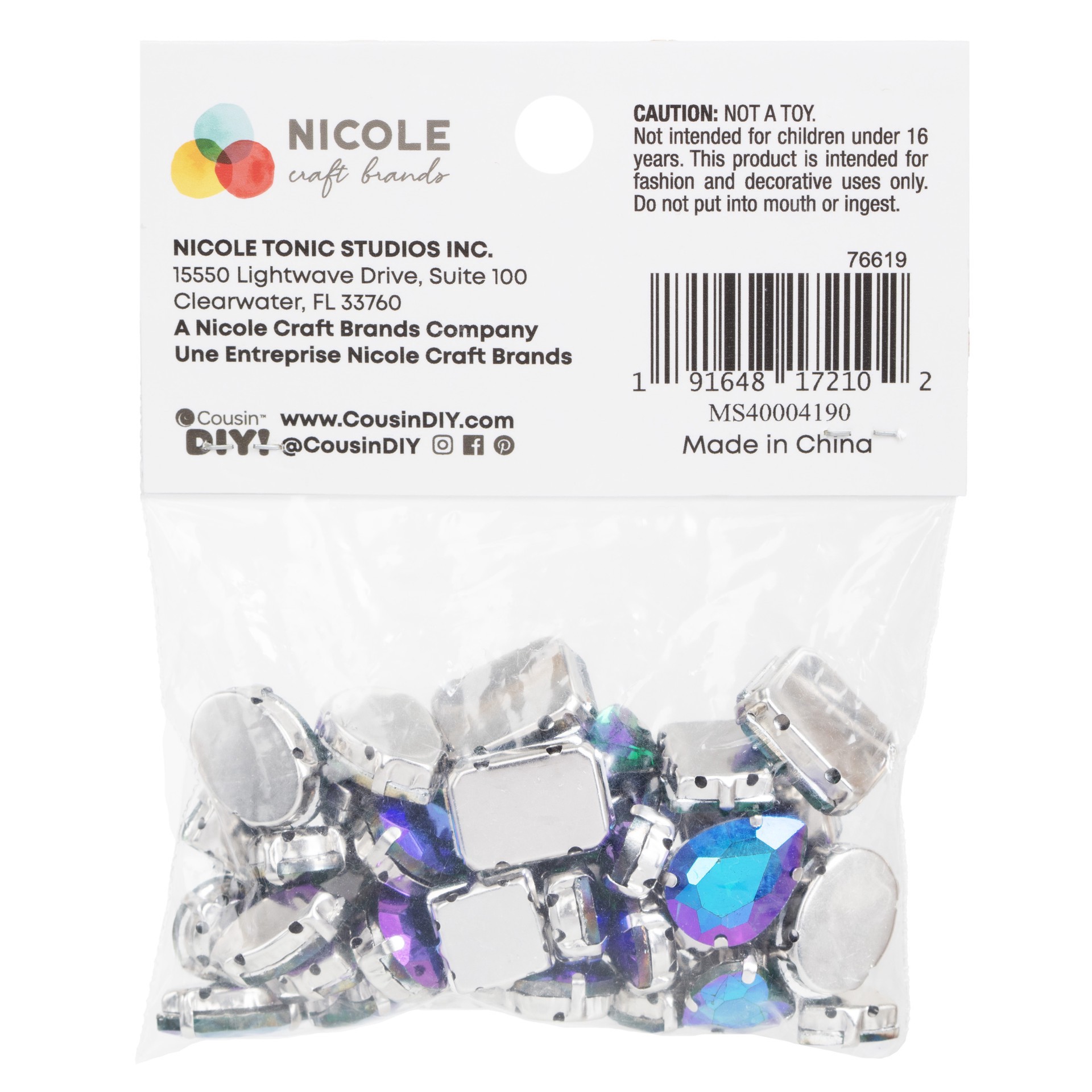 slide 6 of 7, Cousindiy Silver Sapphire Ab Glass Sew-On Rhinestones, 38ct., 38 ct