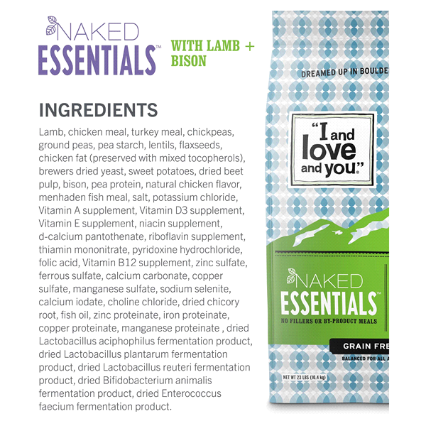 slide 29 of 29, I and Love and You Naked Essentials Grain Free With Lamb + Bison Dog Food 4 lb, 4 lb