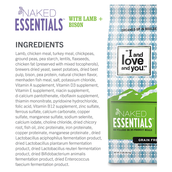 slide 15 of 29, I and Love and You Naked Essentials Grain Free With Lamb + Bison Dog Food 4 lb, 4 lb