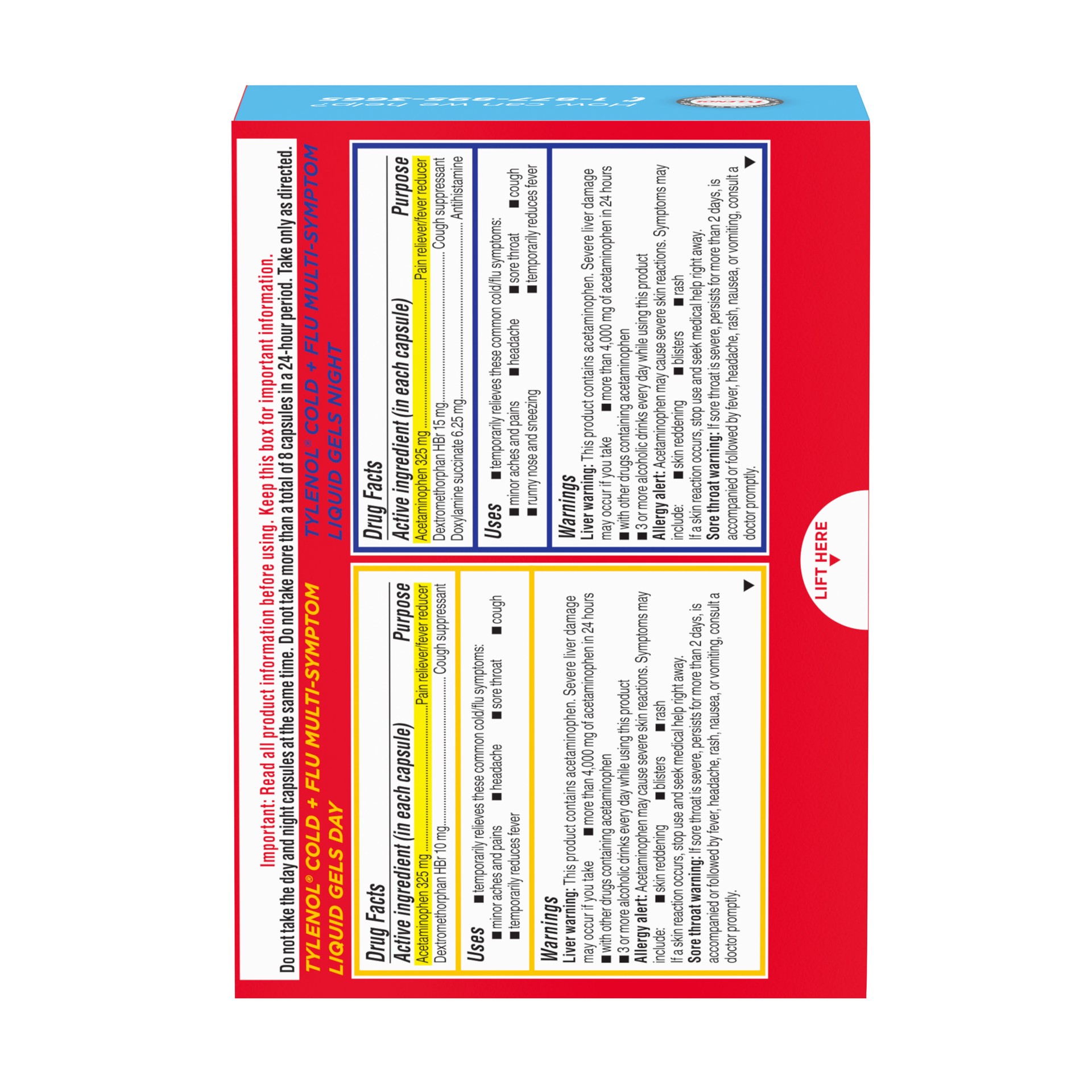 slide 7 of 7, Tylenol Multi Symptom Cold Flu Day Night, 24 ct