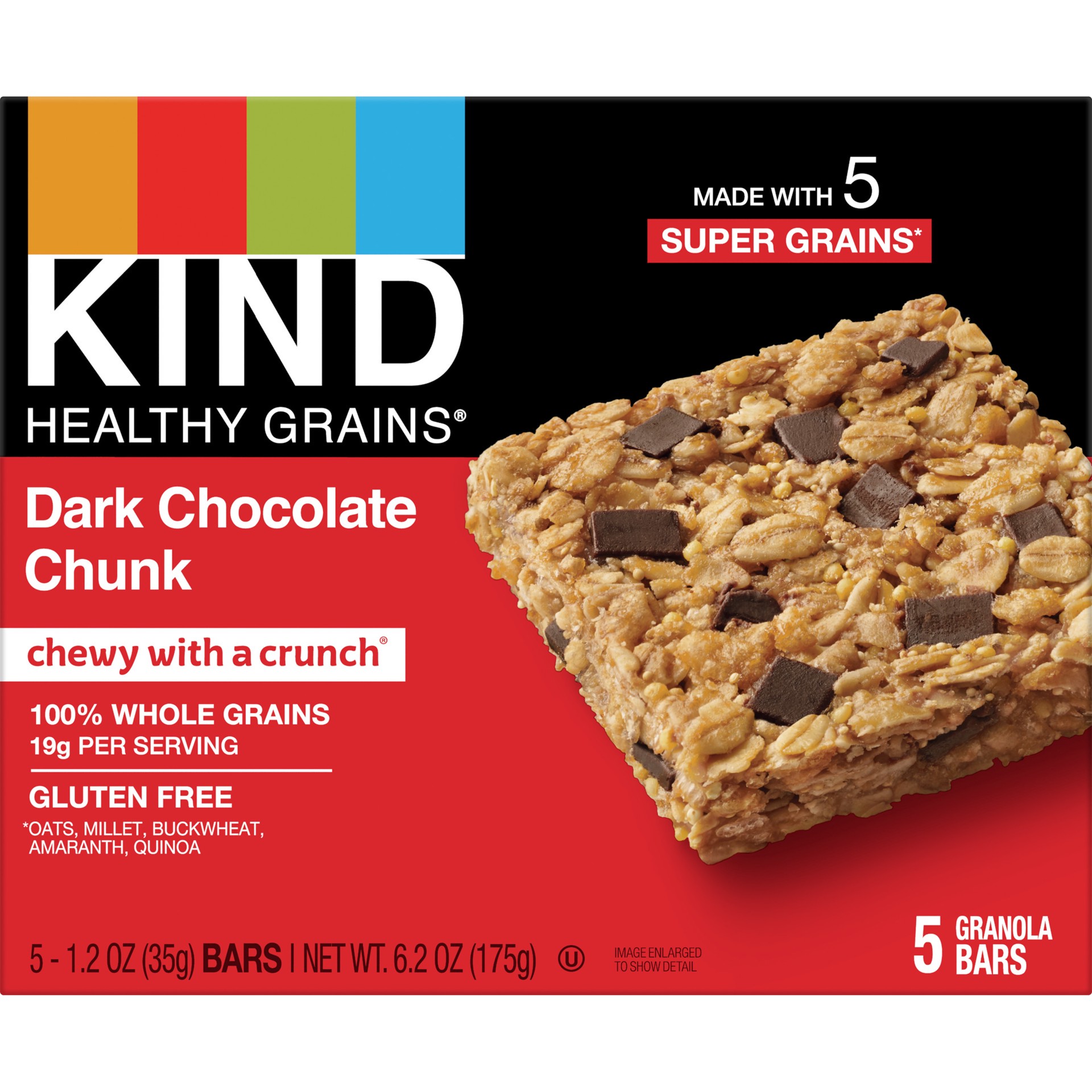 slide 1 of 8, KIND Healthy Grain Bars, Dark Chocolate Chunk, 5 ct