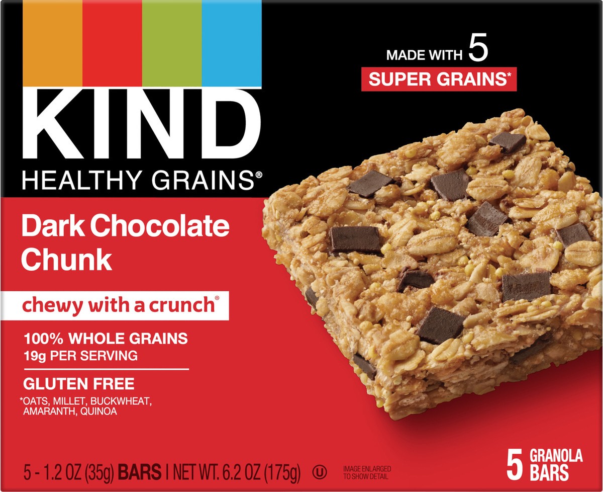 slide 3 of 8, KIND Healthy Grain Bars, Dark Chocolate Chunk, 5 ct