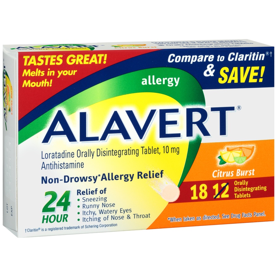 slide 2 of 6, Alavert Citrus Burst Non-Drowsy Allergy Relief Tablets, 18 ct; 10 mg