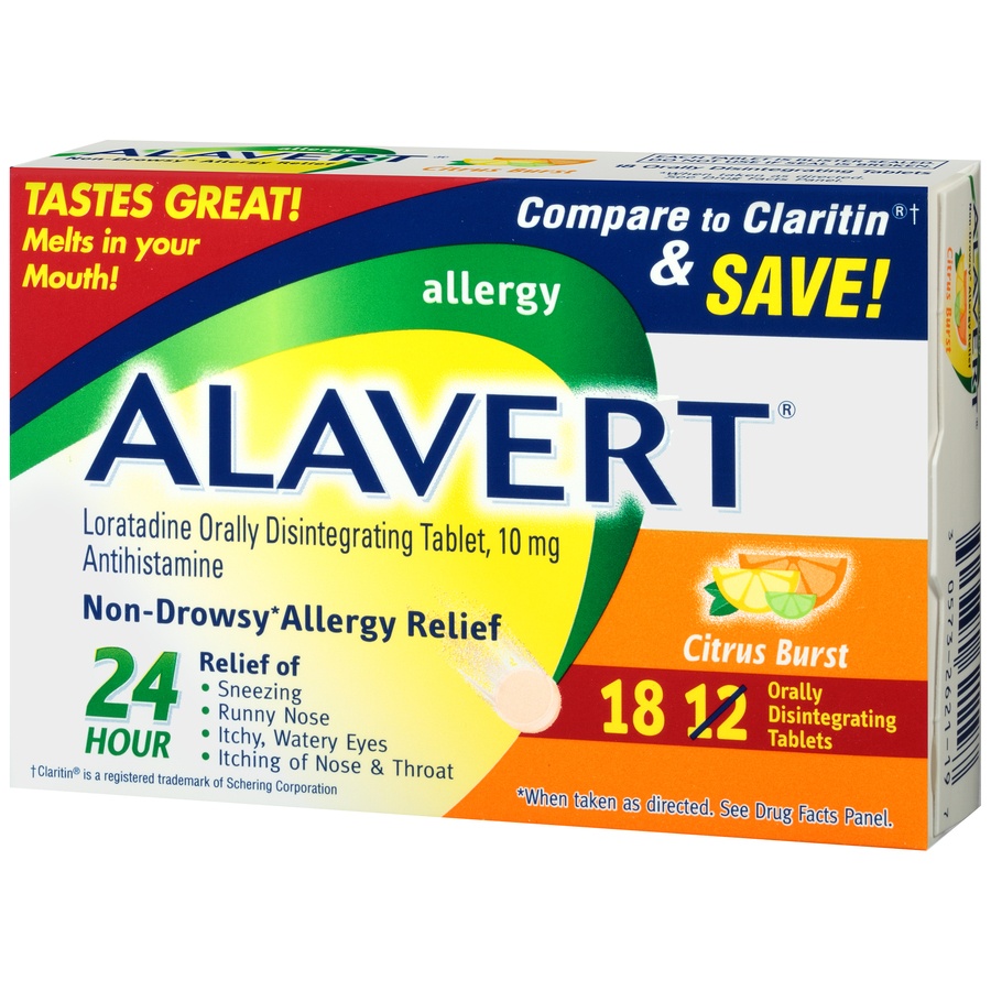 slide 3 of 6, Alavert Citrus Burst Non-Drowsy Allergy Relief Tablets, 18 ct; 10 mg