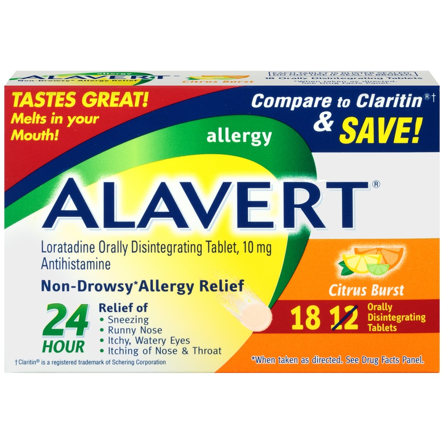 slide 1 of 6, Alavert Citrus Burst Non-Drowsy Allergy Relief Tablets, 18 ct; 10 mg