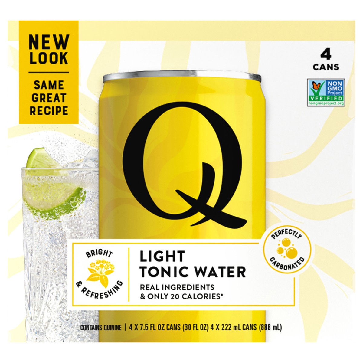 slide 1 of 10, Q Drinks Mixers Light Tonic Water, Premium Cocktail Mixer Made with Real Ingredients, 4 ct; 7.5 oz