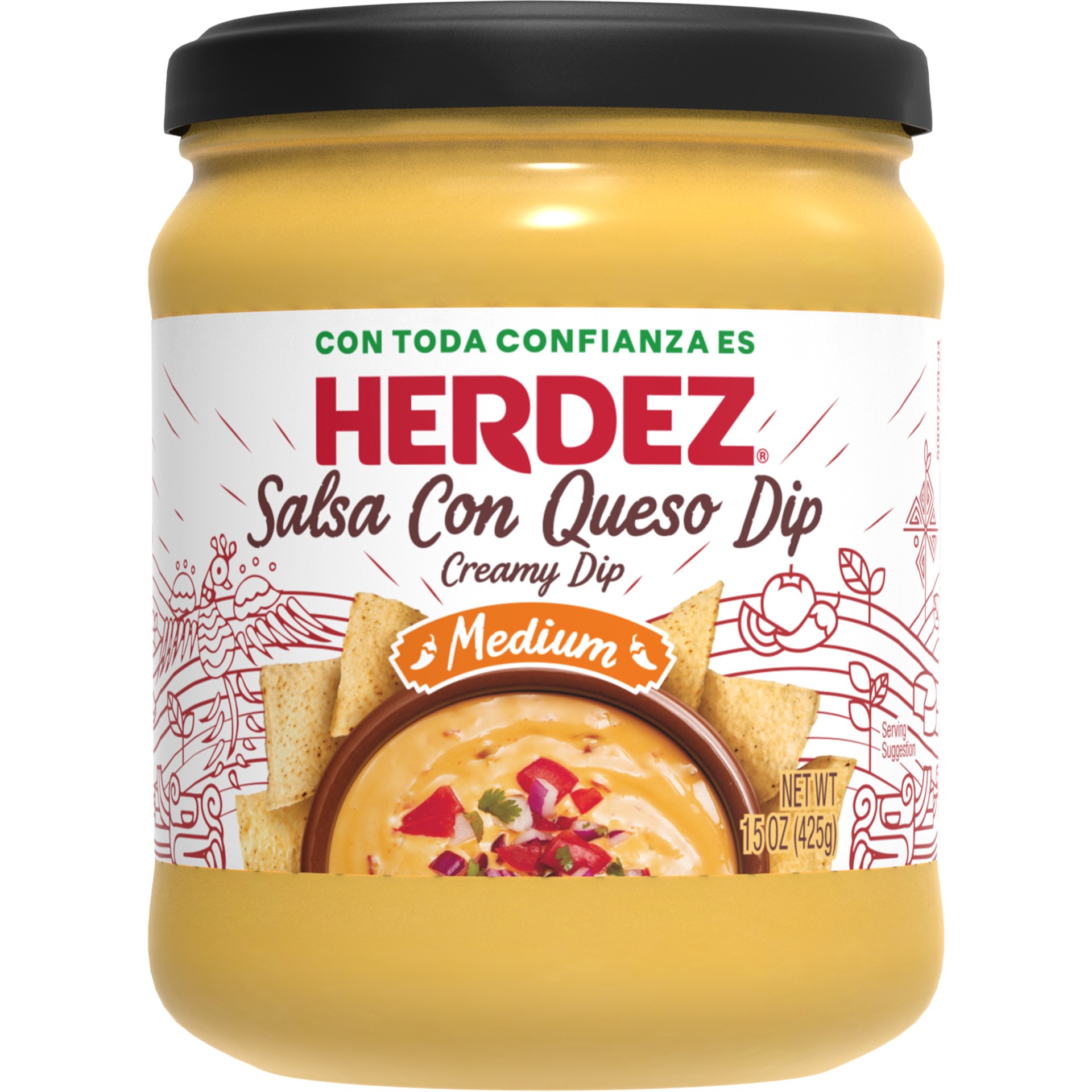 slide 1 of 3, Herdez Salsa Con Queso Dip Medium, 15 oz