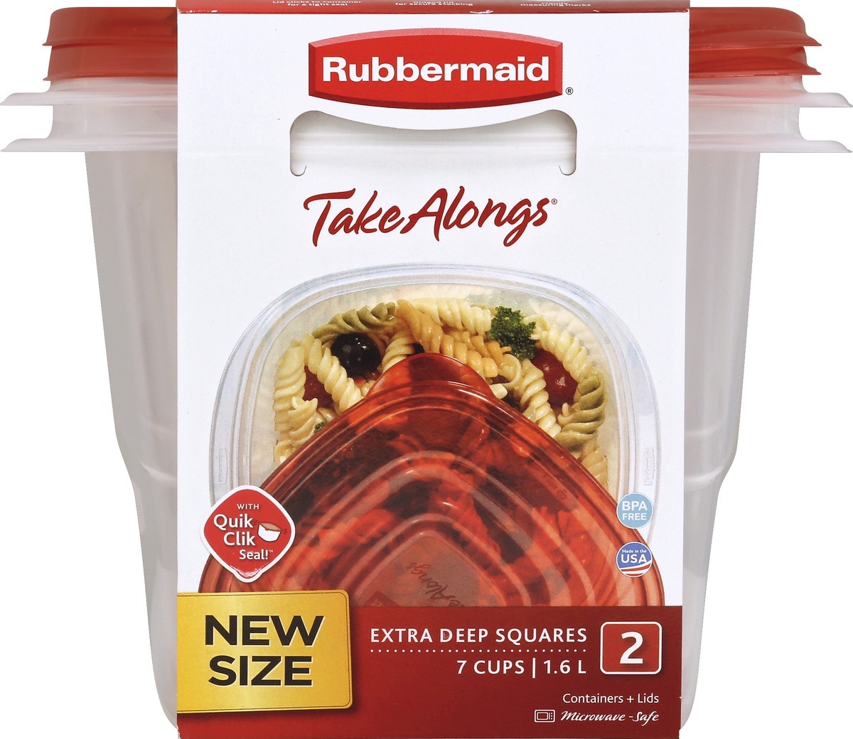 slide 2 of 4, Rubbermaid TakeAlongs 7 Cup Extra Deep Squares Containers & Lids 2 ea, 2 ct