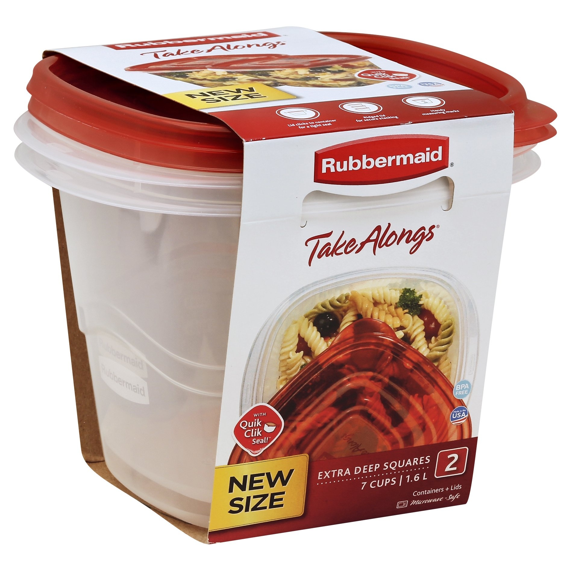 slide 1 of 1, Rubbermaid Takealongs Extra Deep Squares Storage Container, 2 ct