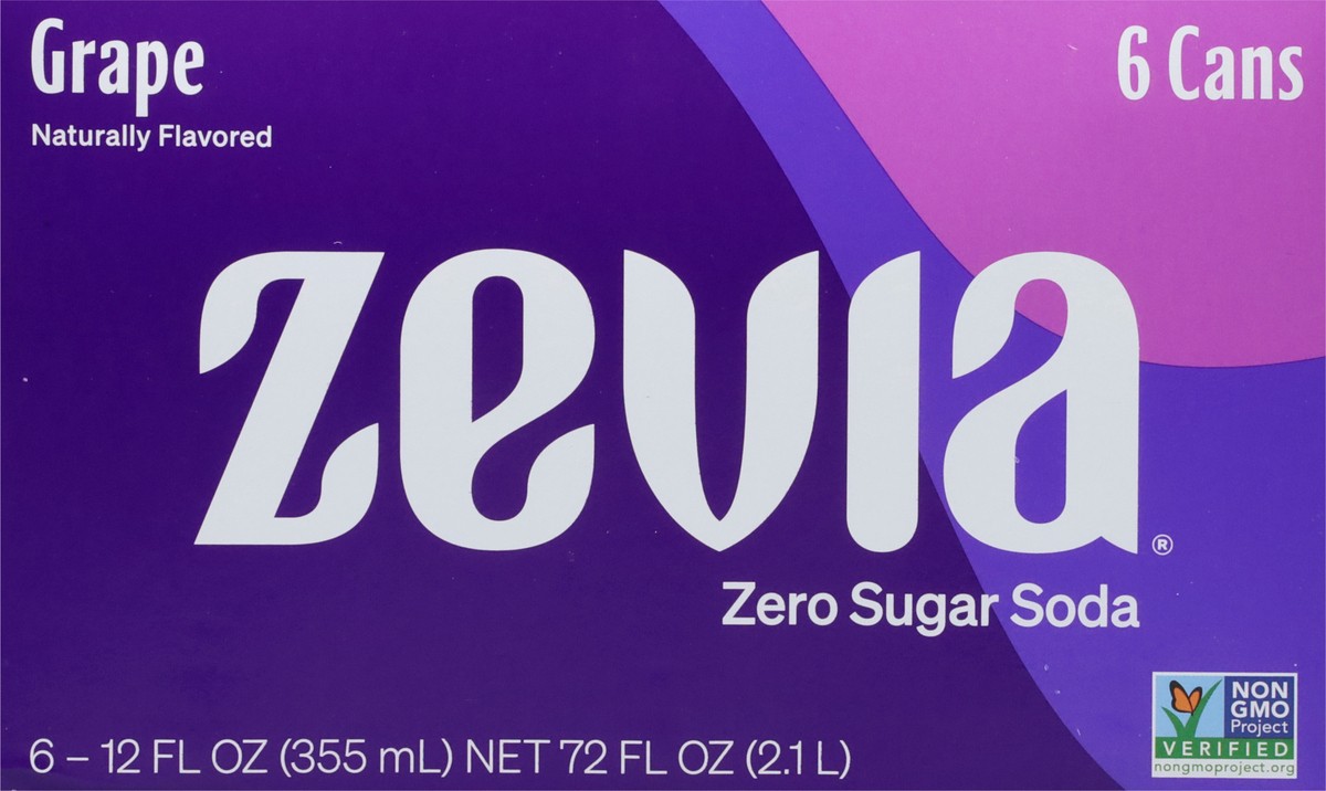 slide 4 of 9, Zevia Zero Sugar Grape Soda 6 - 12 fl oz Cans, 6 ct