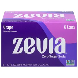 Zevia Zero Sugar Grape Soda- 6 ct; 12 fl oz Cans