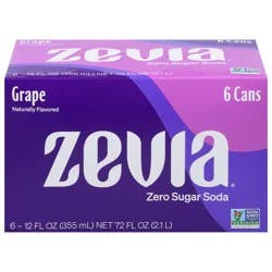 Zevia Zero Sugar Grape Soda- 6 ct; 12 fl oz Cans