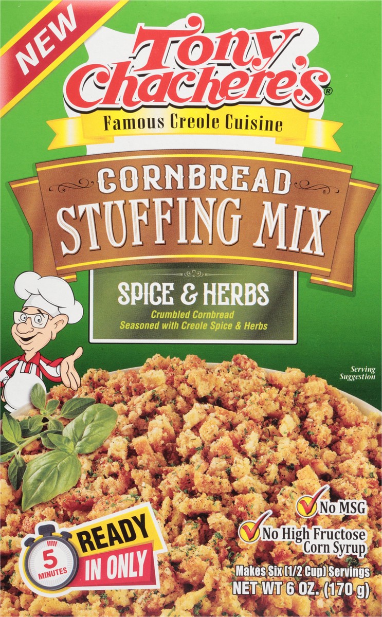 slide 3 of 13, Tony Chachere's Cornbread Spice & Herb Stuffing Mix 6 oz, 6 oz