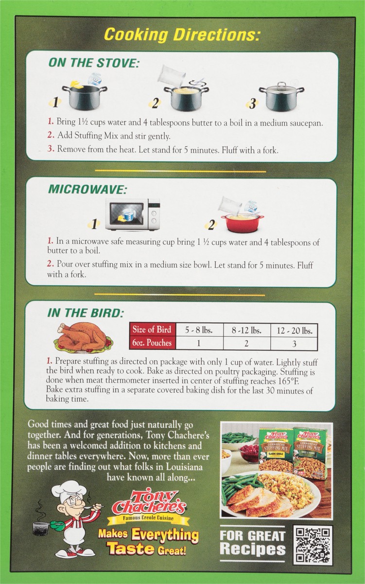 slide 12 of 13, Tony Chachere's Cornbread Spice & Herb Stuffing Mix 6 oz, 6 oz