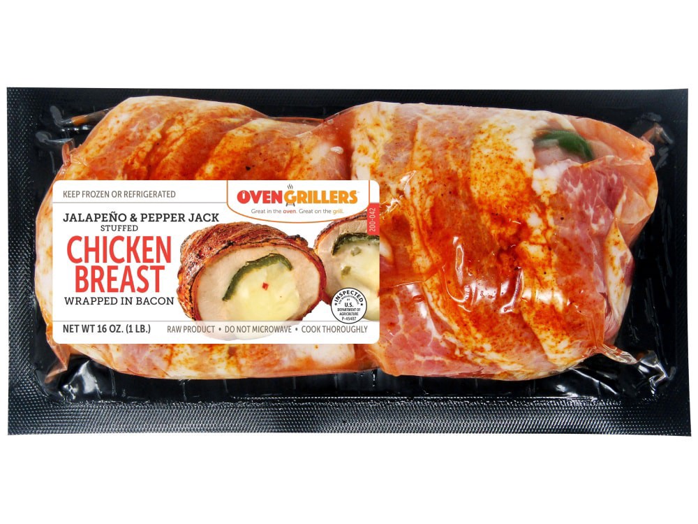 slide 1 of 1, Ovengrillers™ Jalapeno & Pepper Jack Stuffed Chicken Breast Wrapped in Bacon, 16 oz