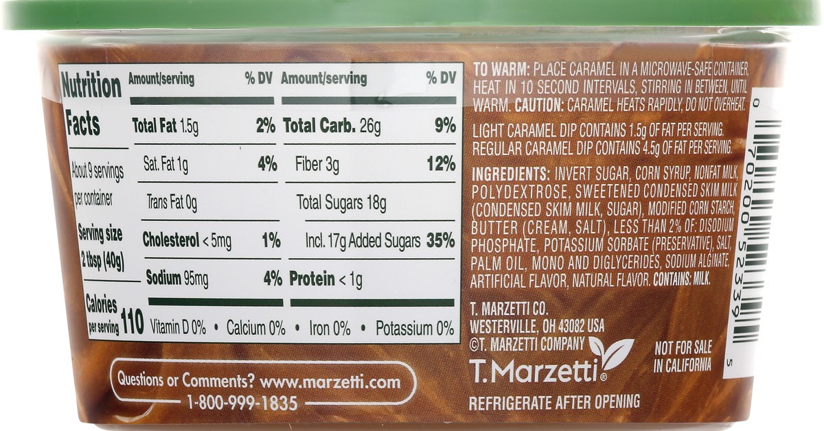 slide 2 of 9, Marzetti Light Classic Caramel Dip 13.5 oz. Tub, 13.5 oz